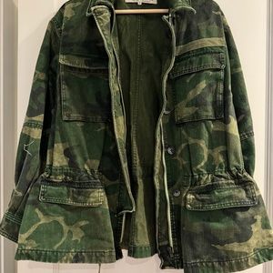Free People Oversized Seize The Day Camo Zip/Button Up - Size XS